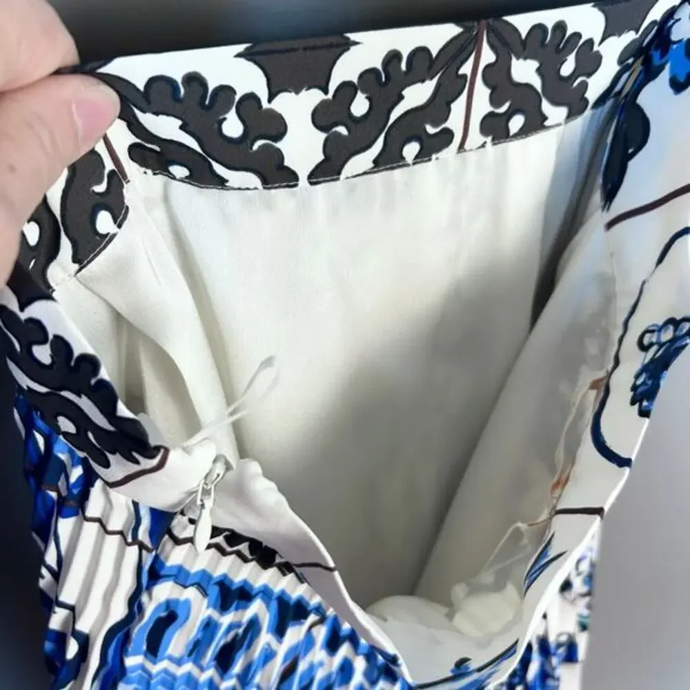 Tory Burch skirt size 2 sunburst pleated midi‎ patterned birds
